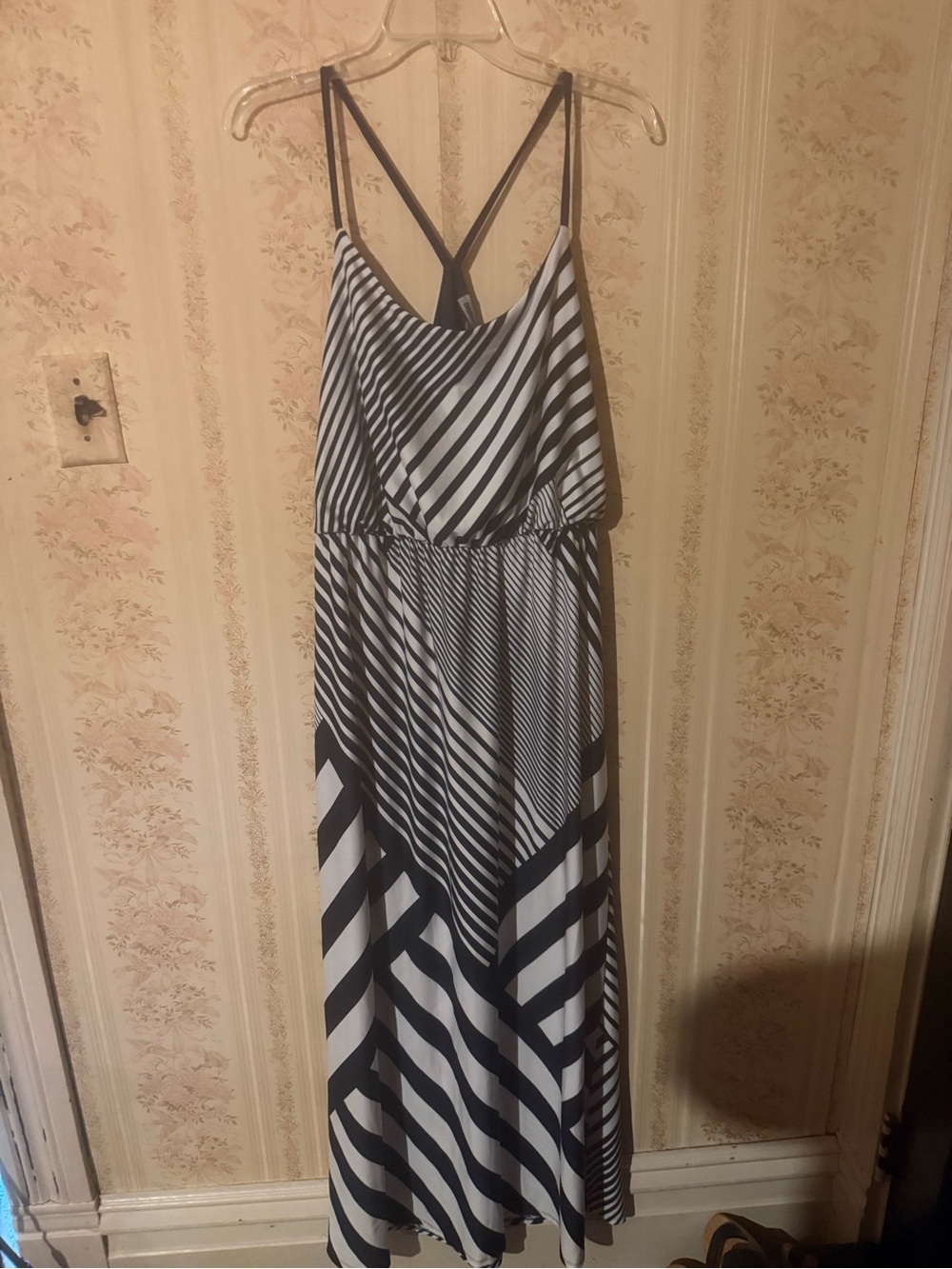 bailey navy  blue & White Striped Maxi Dress with Crisscross Straps